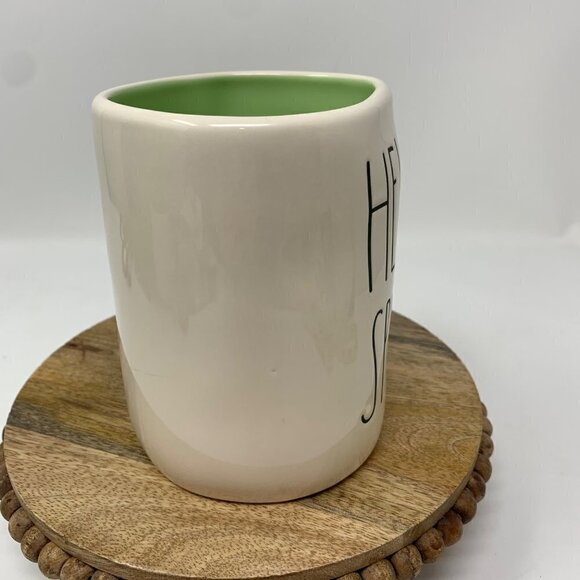 Rae Dunn Hello Spring Mug Coffee Cup Ceramic Farmhouse Magenta White Green LL - Picture 2 of 7